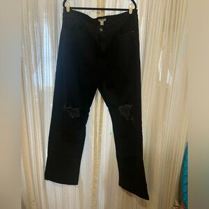 Forever 21+ black distressed bootcut jeans